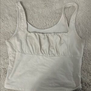 Aeropostale White Ruched Sleeveless Crop Tank Top